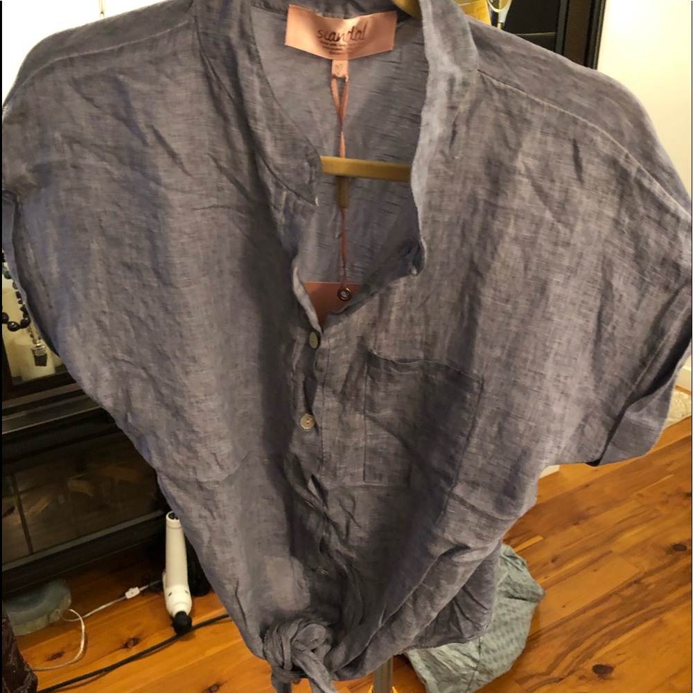 Scandal New with tags summer tie shirt linen in the front cotton in the back